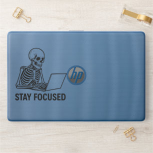 Skeleton on Laptop – Stay Focused HP Laptop Skin
