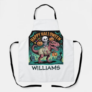 Skeleton on Mummy T-Rex – Spooky Dino Rider Apron