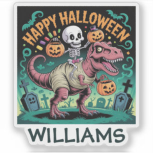 Skeleton on Mummy T-Rex – Spooky Dino Rider Sticker