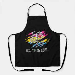 Skeleton on Pansexual Flag Colors Background Apron