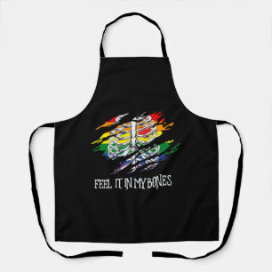 Skeleton on Rainbow Flag Colors Background Apron