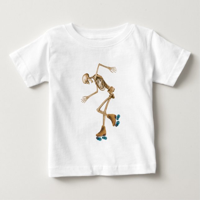 Skeleton on Roller Skates Baby T-Shirt (Front)