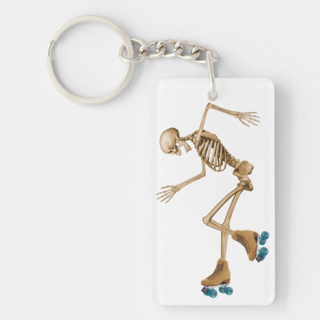 Skeleton on Roller Skates Keychain (Front)