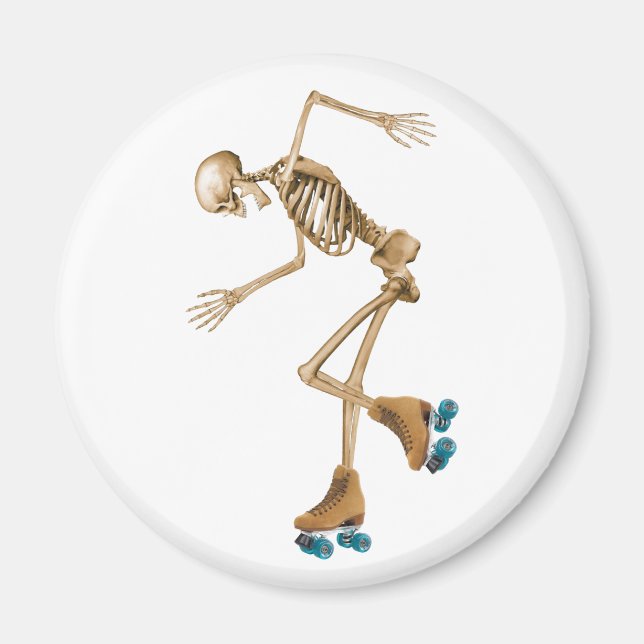 Skeleton on Roller Skates Magnet (Front)