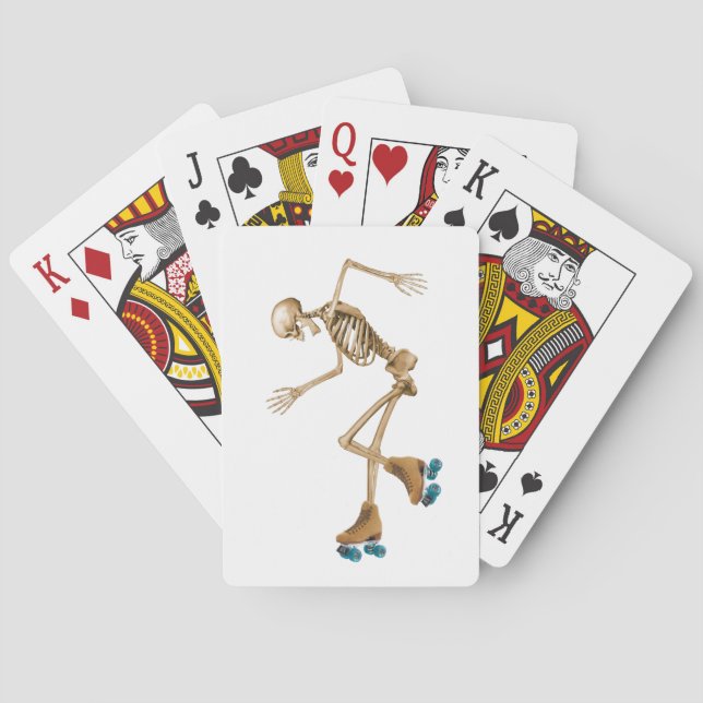 Skeleton on Roller Skates Poker Cards (Back)