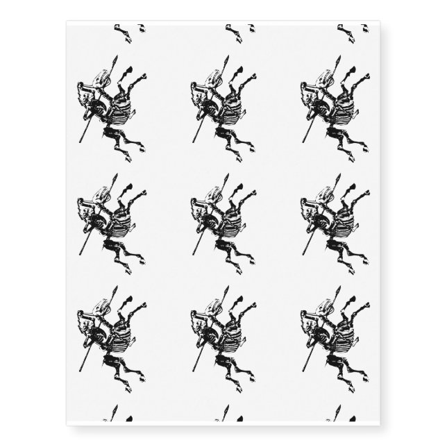 Skeleton on Skeleton Horse Temporary Tattoos (Front)