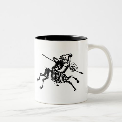 Skeleton on Skeleton Horse Two_Tone Coffee Mug