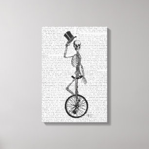 Skeleton on Unicycle Canvas Print