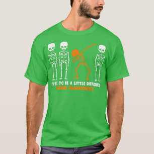Skeleton Orange Ribbon ADHD Awareness Halloween T-Shirt