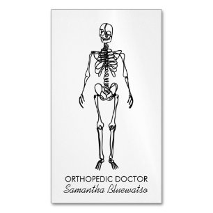 Skeleton orthopedic doctor sculpting bone simple business card magnet