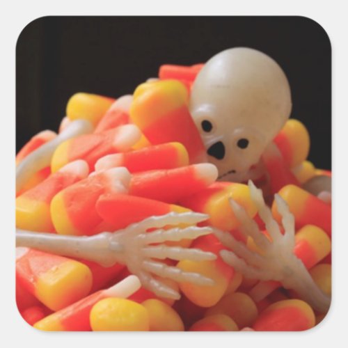 Skeleton Out of Control Halloween Square Sticker