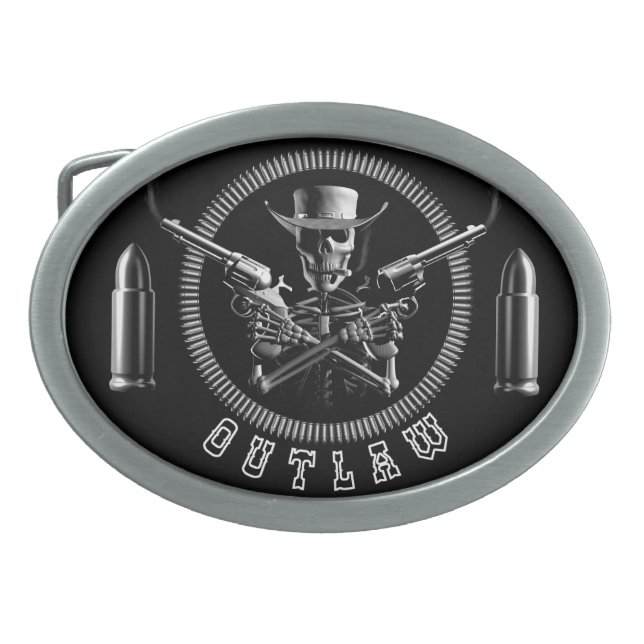 Skeleton Outlaw Belt Buckles (Front)