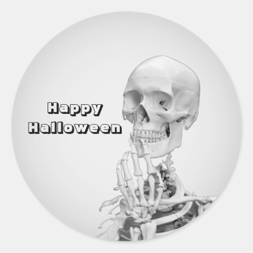 Skeleton Paper Halloween Classic Round Sticker