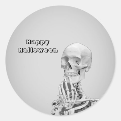 Skeleton Paper Halloween Classic Round Sticker