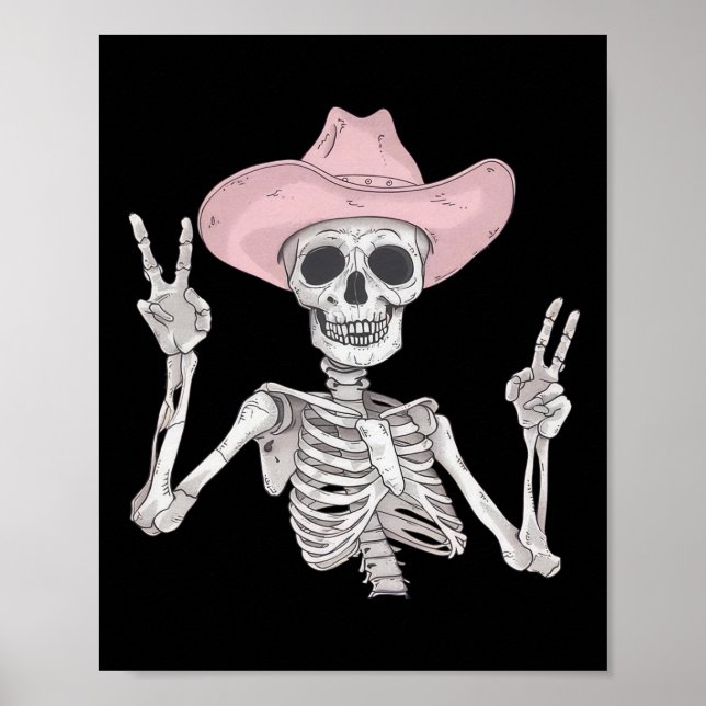 Skeleton Peace Sign Cowboy Hat Western Mexican Hal (Front)