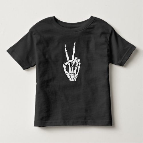 Skeleton Peace Sign Halloween Toddler T_Shirt