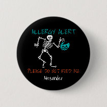 Skeleton Personalized Halloween Food Allergy Kids Button