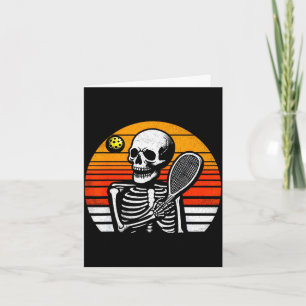 Skeleton pickle ball player boys kids funny card