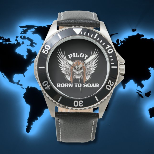 Skeleton Pilot Wings “Born To Soar” Aviator Gothic Watch (Creator Uploaded)
