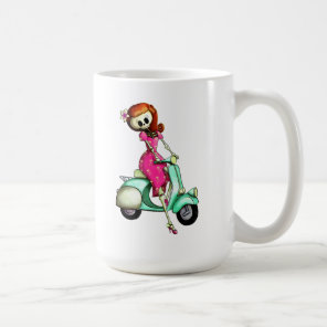 Skeleton Pin Up Girl on Scooter Coffee Mug