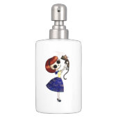 Skeleton Pin up Girl with her Cat Soap Dispenser And Toothbrush Holder (Front)