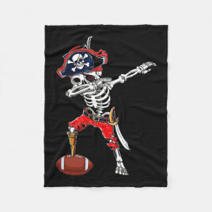 Skeleton Pirate & Football Ball Halloween Cost Fleece Blanket