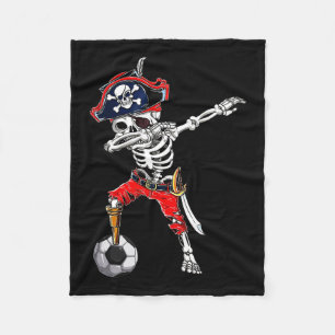 Skeleton Pirate & Soccer Ball Halloween Costum Fleece Blanket