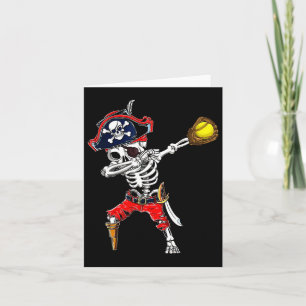 Skeleton Pirate & Softball Ball Halloween Cost Card