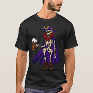 Skeleton Pirate Drinking Beer T-Shirt