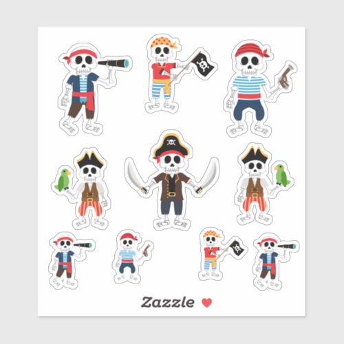 Skeleton Pirate Halloween  Sticker