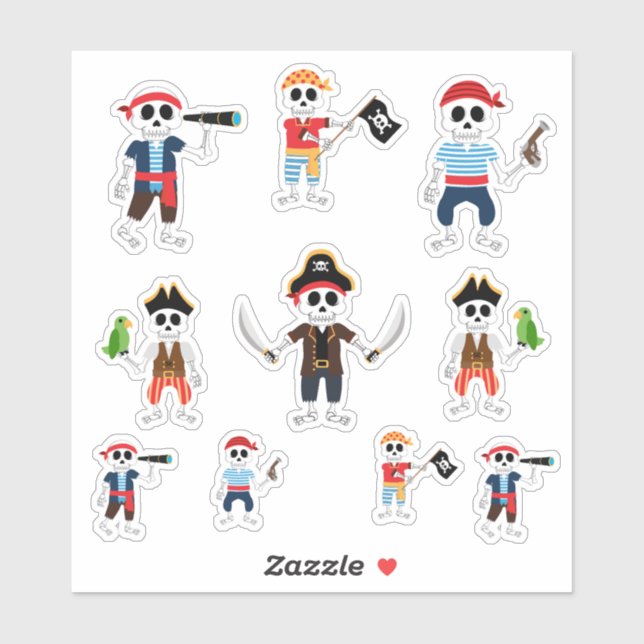 Skeleton Pirate Halloween  Sticker (Sheet)