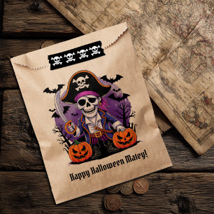 Skeleton Pirate Happy Halloween Matey Favor Bag