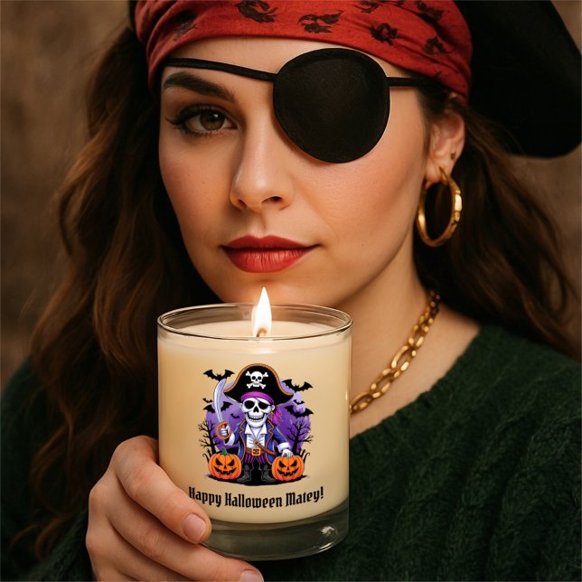 Skeleton Pirate Happy Halloween Matey Scented Candle (Creator Uploaded)