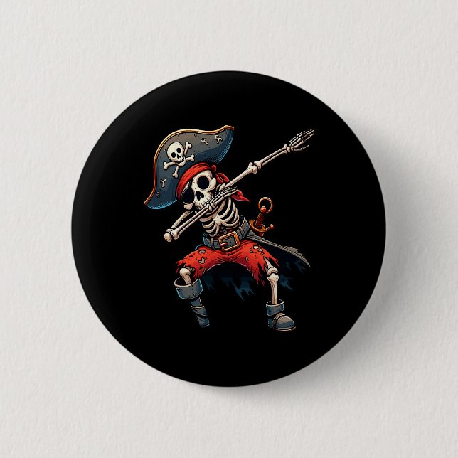 Skeleton Pirate Kids  Button (Front)