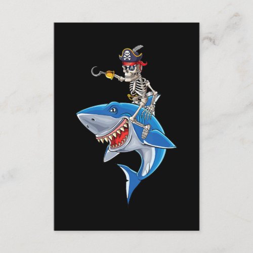 Skeleton Pirate Riding Shark Cute Boys Halloween Enclosure Card