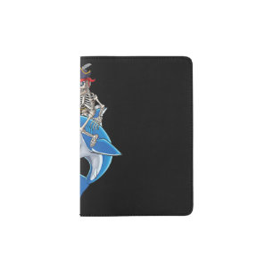 Skeleton Pirate Riding Shark Cute Boys Halloween Passport Holder