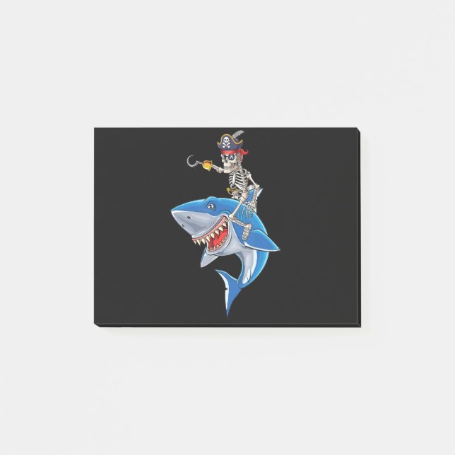 Skeleton Pirate Riding Shark Cute Boys Halloween Post-it Notes (Front)