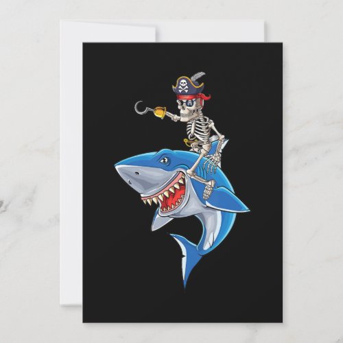 Skeleton Pirate Riding Shark Cute Boys Halloween Thank You Card