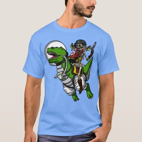 Skeleton Pirate Riding TRex Dinosaur T_Shirt