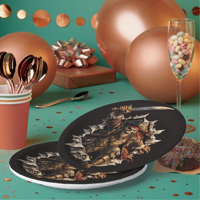 Skeleton Pirates Exploding From Portal Paper Plates (Multi)