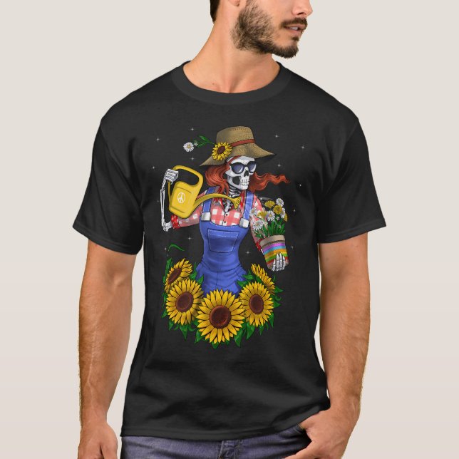 Skeleton Plants Gardener T-Shirt (Front)