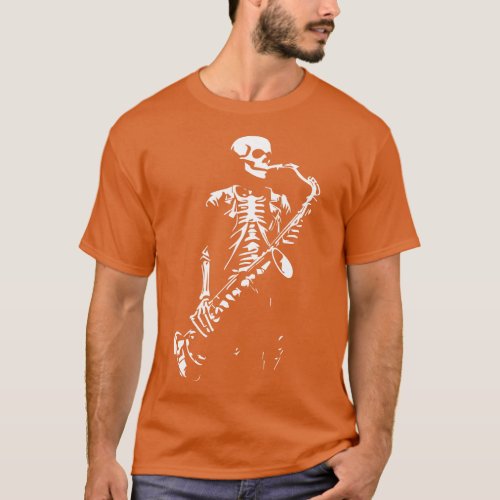 skeleton play saxophone T_Shirt