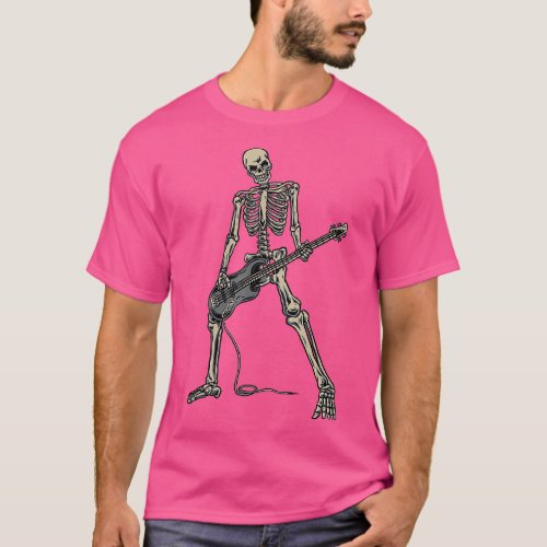 Skeleton Playing Bass for Bassist and Bass Guitar  T_Shirt