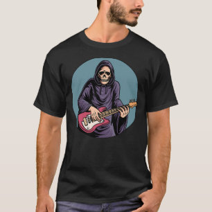Skeleton Playing Bass Guitar Bassist Skull Tattoo T-Shirt