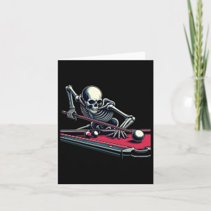 Skeleton Playing Billiards Halloween Billiard Pool Card