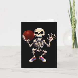 Skeleton Playing Bowling Funny Halloween Skull Kid Card