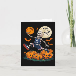 Skeleton Playing Bysketbyll Halloween Men Boys Bys Card