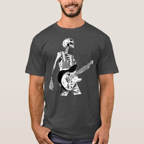Skeleton Playing Electric Guitar Acoustic Gift T_Shirt