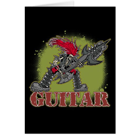 Skeleton Playing Electric Guitar Cards (Front)