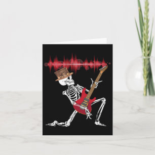 Skeleton Playing Electric Guitar Funny Halloween Card